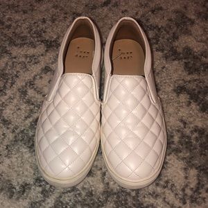 White Quilted Slip Ons